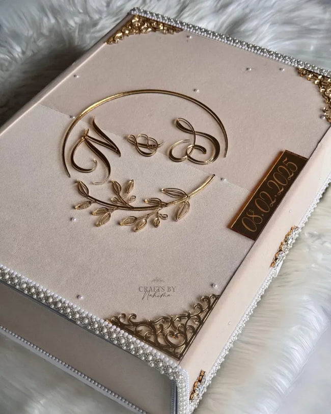 Beige and Gold Nikkah Nama Set