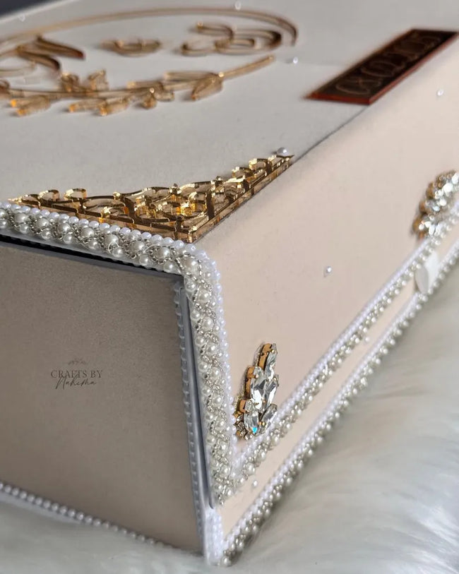 Beige and Gold Nikkah Nama Set