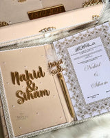 Beige and Gold Nikkah Nama Set