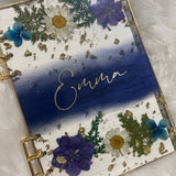 Deep Blue Floral Refillable Notebook - Personalised
