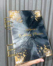 Black and Grey Marbled Resin Refillable Notebooks