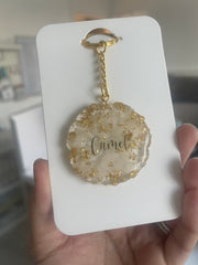 Wispy Gold Flake Keyrings - Personalised