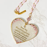 Pink Heart Cubic Zirconia Charm Car Hanging Travel Dua Ornament