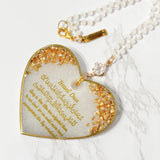 White and Gold Heart Cubic Zirconia Charm Car Hanging Travel Dua Ornament