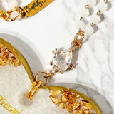 White and Gold Heart Cubic Zirconia Charm Car Hanging Travel Dua Ornament