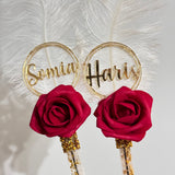 Red Rose Nikkah Pens - Wedding, Bridal - Custom, Personalised