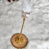 Nikkah Pen and pen holder, wedding guestbook pen, feather pen, Resin holder, laser cut personalisation