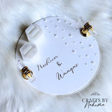 Acrylic Ring Tray with Pearls, Resin Ring Holders, Ring Plate with Handles, Personalised