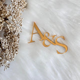 Initials Single Layer Mirrored Cake Charm, Cake Topper, Placename