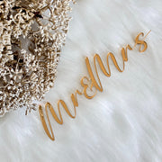 Mr & Mrs Single Layer Mirrored Cake Charm, Cake Topper, Placename
