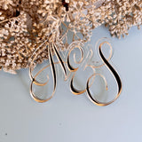 Cursive Font Initials Layered Mirrored Cake Charm, Cake Topper, Placename