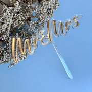 Mr & Mrs Layered Mirrored Cake Charm, Cake Topper, Placename