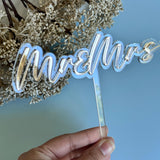 Mr & Mrs Layered Mirrored Cake Charm, Cake Topper, Placename