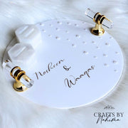 Acrylic Ring Tray with Pearls, Resin Ring Holders, Ring Plate with Handles, Personalised