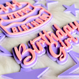 Birthday Girl Cake Charm Set - Double layered, Acrylic, Pink, Lilac