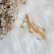 Initials Single Layer Mirrored Cake Charm, Cake Topper, Placename