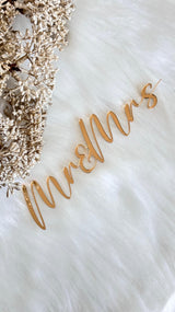 Mr & Mrs Single Layer Mirrored Cake Charm, Cake Topper, Placename