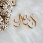 Initial Cursive Font Single Layer Mirrored Cake Charm, Cake Topper, Placename