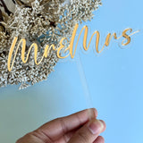 Mr & Mrs Layered Mirrored Cake Charm, Cake Topper, Placename