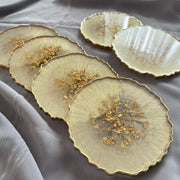 Round Agate Ivory and Gold Coasters CraftsbyNahima