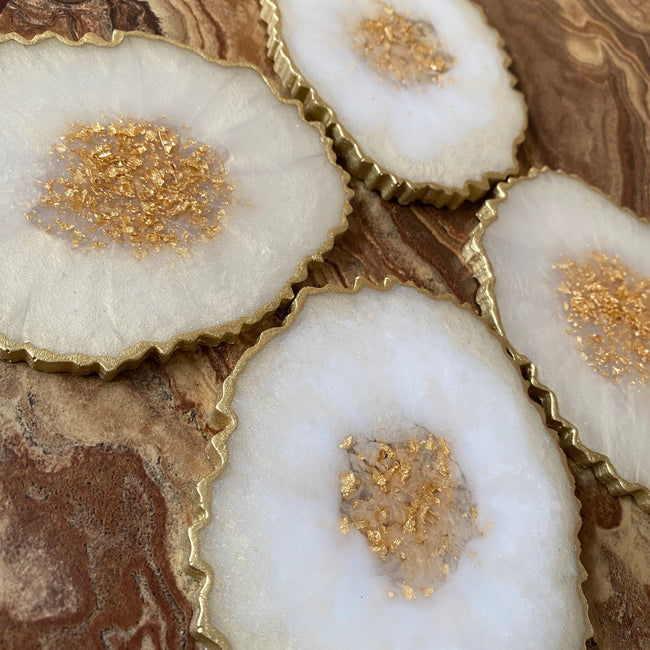 Ivory, White and Gold Foil Egg Coasters CraftsbyNahima