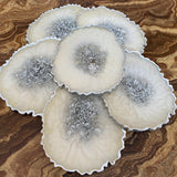 White Opal and Silver Foil Egg Coasters CraftsbyNahima