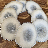 White Opal and Silver Foil Egg Coasters CraftsbyNahima
