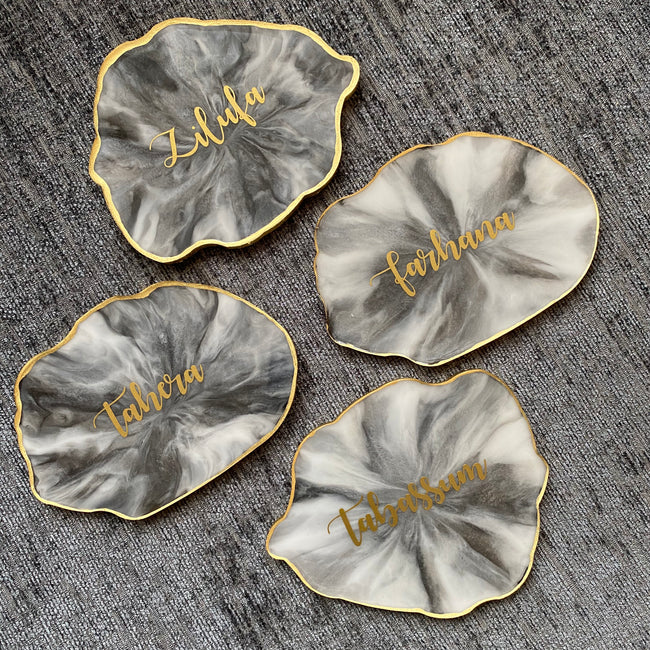Black and White Marbled Coasters CraftsbyNahima