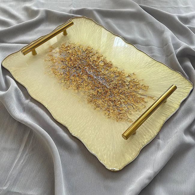 Large Ivory and Gold Foil Tray CraftsbyNahima